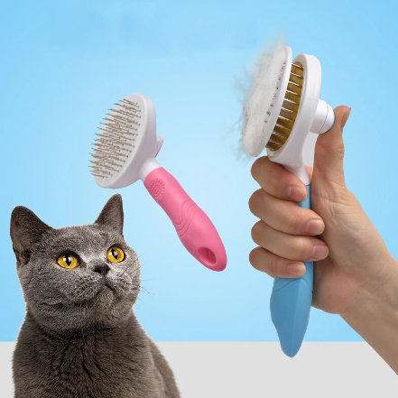 Thick-Needle Slicker Brush, stainless steel thick massage needles on pet brush will not hurt your pet. Available on our online store.