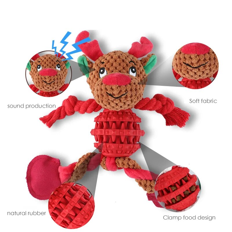 Christmas-Themed Squeak Toys for Dogs - Interactive Pet Products for the Holidays- Toy Puzzles with Sound, Food Dispensing, and Teeth Cleaning Fun for Winter!