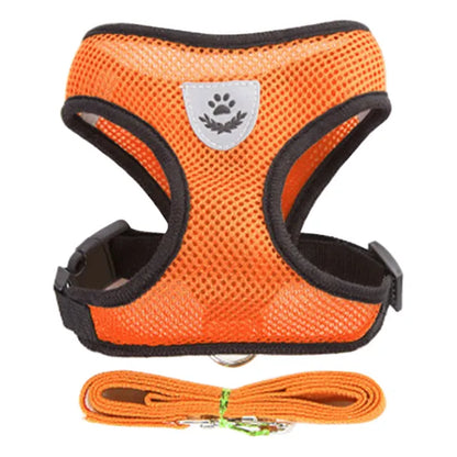 Vibrant Orange Breakaway Pet Safety Harness - Reflective Piping. An orange pet safety harness with breakaway feature and reflective piping for enhanced visibility.