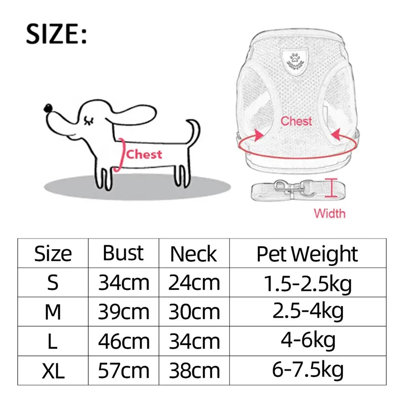 Adjustable Mesh Cat Harness Vest with Leash - Comfortable and Breathable Pet Harness for Cats and Small Dogs - With Reflective and No Choke Design