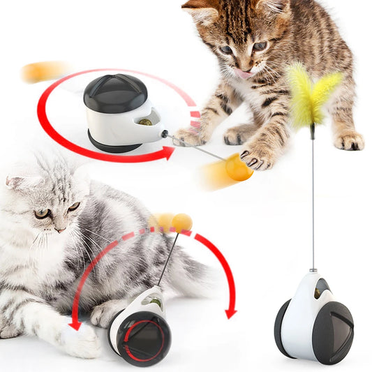 Adorable kitten playing with our interactive tumbler swing toy, featuring a catnip ball for endless fun and anxiety relief.