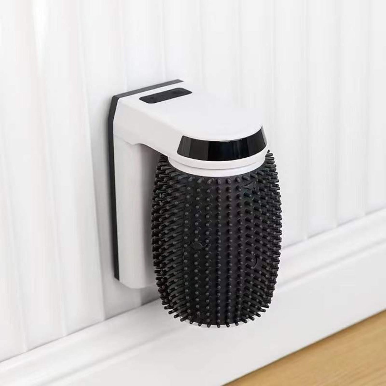 Wall-mounted cat brush and self groomer