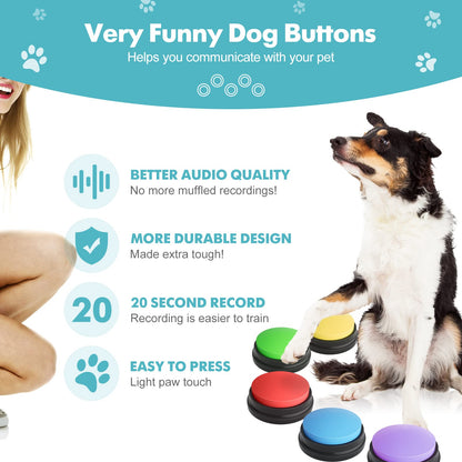 Dog Voice Recording Buttons for Communication and Training  | Recordable Talking Button for Intelligent Pet Training for Dogs and Cats