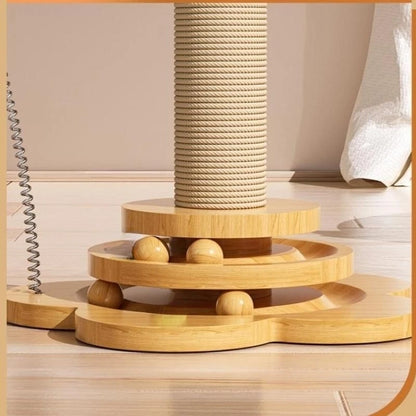 Natural Sisal Cat Grab Column, Fun Cat Stick with Catnip Balls, Cat Supplies.