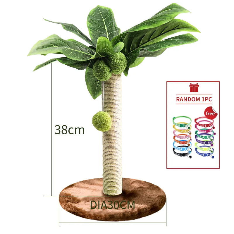 Tall Cat Scratching Post with Canna Tree Design. 15 inches tall and 11.8 in diameter. 