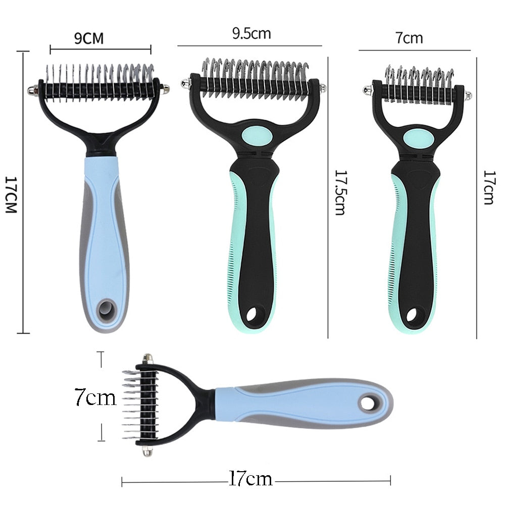 Double-Sided Pet Hair Remover Brush - Grooming Tools for Dogs and Cats - DeShedding Brush, Puppy Comb, Undercoat Rake, and Dog Accessories in One