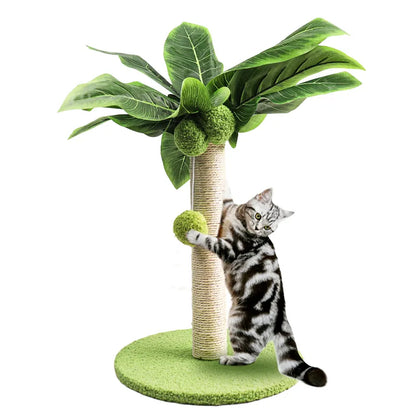 Safe and Non-Toxic Faux Greenery Surrounding Cat Scratching Post