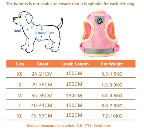 Adjustable, Reflective Mesh Harness Vest for Cats and Small to Medium Dogs, Breathable Pet Harness and Leash Set, Pet Supplies