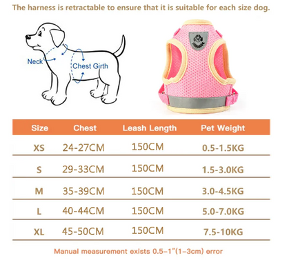 Adjustable, Reflective Mesh Harness Vest for Cats and Small to Medium Dogs, Breathable Pet Harness and Leash Set, Pet Supplies