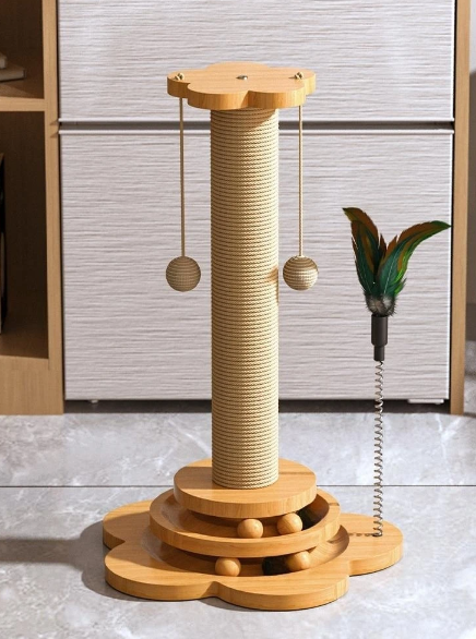 Enhance Your Cat's Play Area - Versatile 3-Tier Cat Toy - Durable Sisal Scratching Board - Catnip Balls for Added Entertainment.