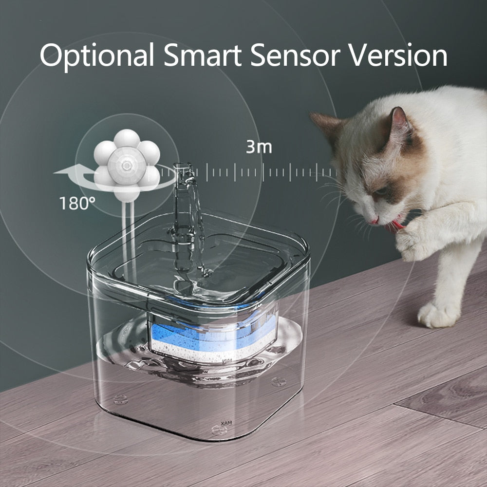 Automatic 2L Cat Water Fountain with Sensor, Filter, and Pet Feeder - Auto Drinking Dispenser for Cats and Dogs