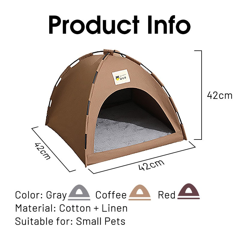 Cozy Removable Cat and Dog Tent with Cushion - Perfect Pet Teepee for All Seasons, Ensuring Soft Comfort and Cozy Enclosure Nest for Pet Sleep