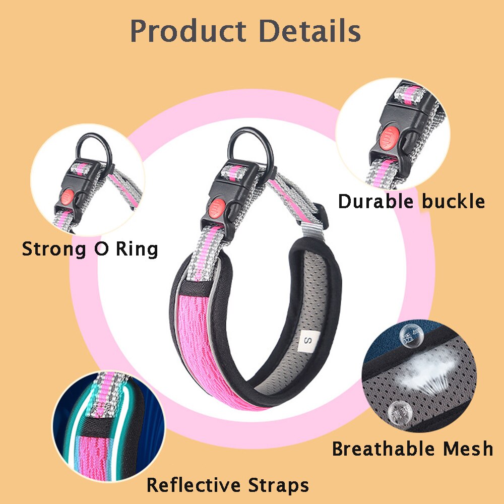 Adjustable 3D Big Dog Collar: Comfortable, Breathable, and Reflective for Small and Large Dogs, Anti-Choke with Padded Support - Top-notch Pet Supplies for Your Puppies!