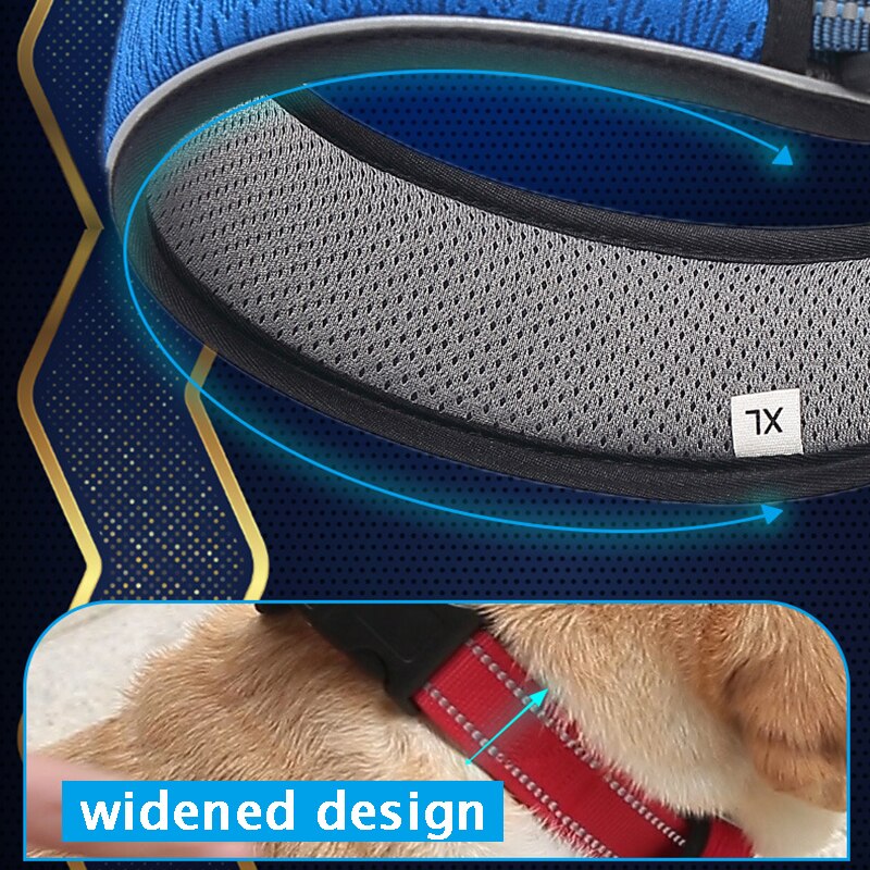 Adjustable 3D Big Dog Collar: Comfortable, Breathable, and Reflective for Small and Large Dogs, Anti-Choke with Padded Support - Top-notch Pet Supplies for Your Puppies!