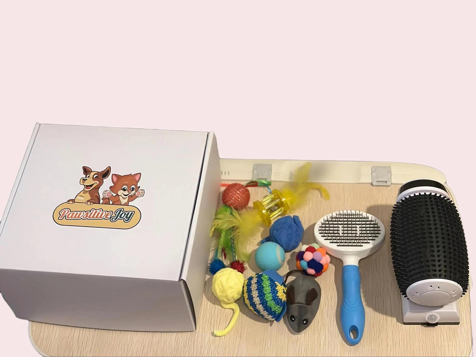 Adorable Care Cat Package - Unwrap the joy with our New Kitten Goody Box! Includes Catnip Toys, Pet Grooming Brushes, and a delightful mix of Surprise Toys. Perfect Unique Cat Gifts for your furry friend.