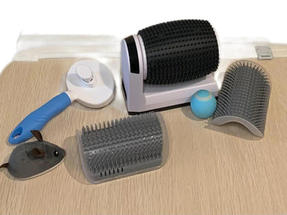 Cat Care Package with Electric Mouse Toy, Smart Electric Chasing Ball Toy, and Cat Massager, Cat wall corners, and cat slicker brush