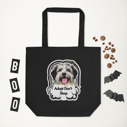 Eco-Friendly Organic Cotton Tote Bag with 'Adopt Don't Shop' Dog Design – Your Sustainable Solution for Groceries, Books, and More!