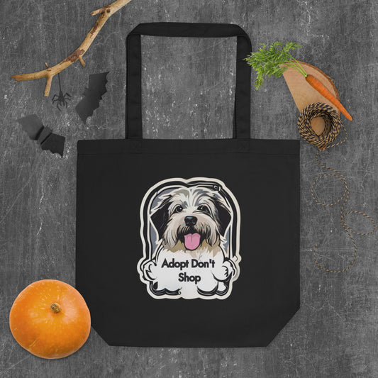 Eco-Friendly Organic Cotton Tote Bag with 'Adopt Don't Shop' Dog Design – Your Sustainable Solution for Groceries, Books, and More!