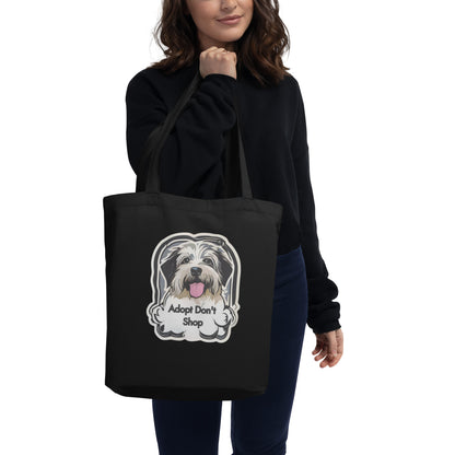 Eco-Friendly Organic Cotton Tote Bag with 'Adopt Don't Shop' Dog Design – Your Sustainable Solution for Groceries, Books, and More!