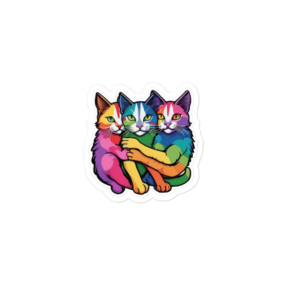 LGBTQ+ Pride Support Stickers with Rainbow Cats - Equality and Inclusivity