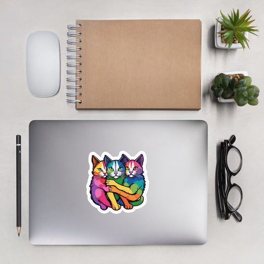 Rainbow Cats Embrace Love Decal - Ideal for Pride Festival