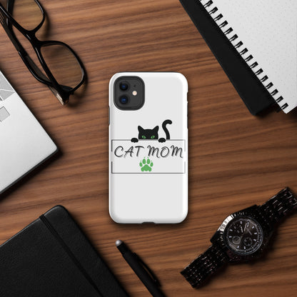 Cat Mom iPhone Case - Cute, Protective Phone Case Cover for iPhone Multiple Sizes 11 Pro Max, 12 Pro, SE, Mini, XR and More! Tough Case for iPhone®