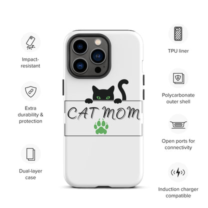 Cat Mom iPhone Case - Cute, Protective Phone Case Cover for iPhone Multiple Sizes 11 Pro Max, 12 Pro, SE, Mini, XR and More! Tough Case for iPhone®