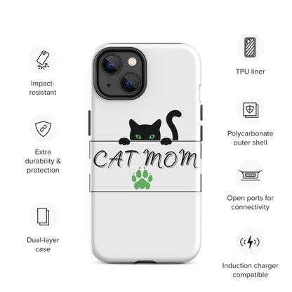 Cat Mom iPhone Case - Cute, Protective Phone Case Cover for iPhone Multiple Sizes 11 Pro Max, 12 Pro, SE, Mini, XR and More! Tough Case for iPhone®