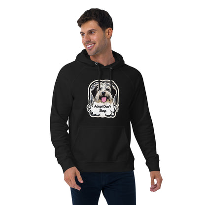 Unisex Eco-Friendly Super Soft Hoodie "Adopt Don't Shop" Sweatshirt for Sustainable Fashion Enthusiasts and Animal Lovers - Stylish, Cozy, and Eco-Conscious Apparel Choice