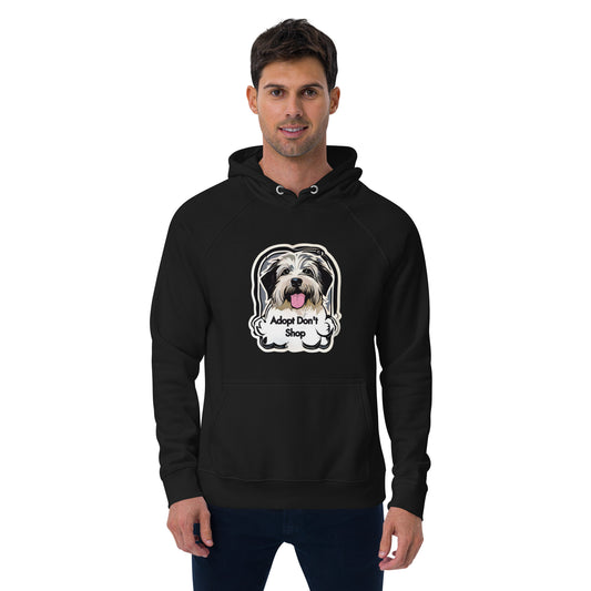 Unisex Eco-Friendly Super Soft Hoodie "Adopt Don't Shop" Sweatshirt for Sustainable Fashion Enthusiasts and Animal Lovers - Stylish, Cozy, and Eco-Conscious Apparel Choice