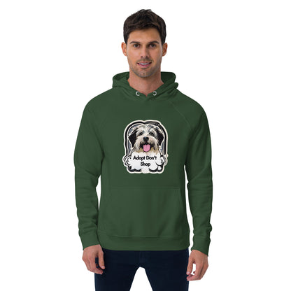 Unisex Eco-Friendly Super Soft Hoodie "Adopt Don't Shop" Sweatshirt for Sustainable Fashion Enthusiasts and Animal Lovers - Stylish, Cozy, and Eco-Conscious Apparel Choice