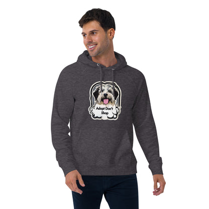 Unisex Eco-Friendly Super Soft Hoodie "Adopt Don't Shop" Sweatshirt for Sustainable Fashion Enthusiasts and Animal Lovers - Stylish, Cozy, and Eco-Conscious Apparel Choice