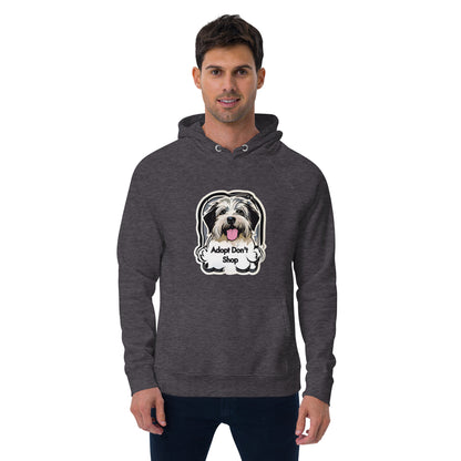 Unisex Eco-Friendly Super Soft Hoodie "Adopt Don't Shop" Sweatshirt for Sustainable Fashion Enthusiasts and Animal Lovers - Stylish, Cozy, and Eco-Conscious Apparel Choice