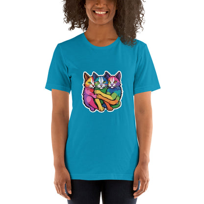 Rainbow Cats Embrace Love Graphic Tee - Inclusive Pride Month Apparel