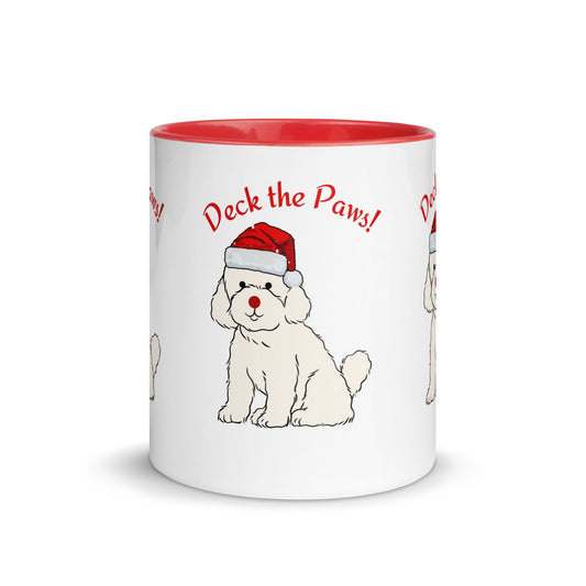 Personalized ceramic holiday mug, featuring a rustic 'Deck the Paws' Christmas design, perfect for enhancing your holiday festivities and delighting dog lovers.