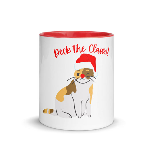 Cute "Deck the Claws" Christmas Coffee and Hot Cocoa Mug - Great Christmas gift ideas for Cat Lovers. This Holiday coffee cup is a great 2023 Christmas or white elephant gift for cat moms and cat owners under $20!