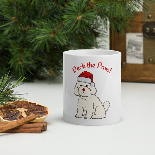 Christmas Hot Cocoa Mug with Adorable Pet-Themed Illustration