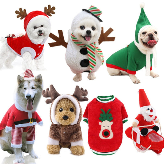 Get your furry friend in the holiday spirit with our Christmas pet costumes collection!  Explore Santa, reindeer, and elf outfits for dogs and cats. 