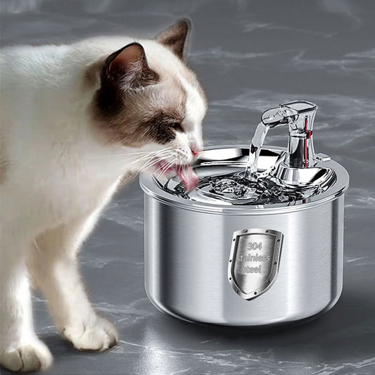 Automatic Stainless Steel Cat Water Fountain - 2L Capacity, Running Water, Smart Sensor, 4-Layer Fountain Filter - Ideal for Cats and Dogs