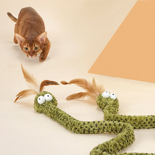 Snake-Shaped Cat Teaser Stick - Interactive Feather Toy for Cats. Engage your cat's natural instincts with our snake-shaped teaser stick. Hours of pouncing and swatting fun await!