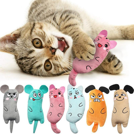 Interactive Plush Cat Toy with Dental Benefits - Catnip Infused Chew Toy for Kittens and Cats - Teeth Cleaning and Gum Massaging - Enticing Cat Design - Dental Health Toy - Playful Feline Expression - Teeth Grinding Playtime - Catnip Stimulated Fun.