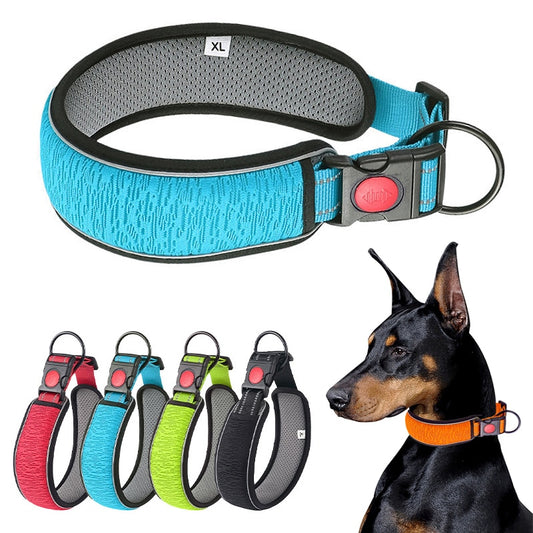 Adjustable 3D Big Dog Collar: Comfortable, Breathable, and Reflective for Small and Large Dogs, Anti-Choke with Padded Support - Top-notch Pet Supplies for Your Puppies!