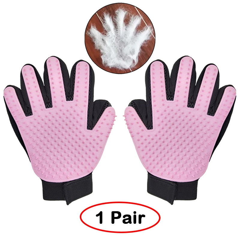 Pet Grooming Glove: Gentle Silicone Deshedding Brush with 259 Massage Tips - Removes Pet Hair, Perfect for Cats and Dogs (1 Pair)