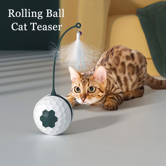 Smart Tumbler Cat Toy - Self-Moving Ball with Vibrant Feather Teaser - Interactive Fun for Cats and Kittens - Encourages Play and Exercise, Great Toy for Indoor Cats Needing Exercise