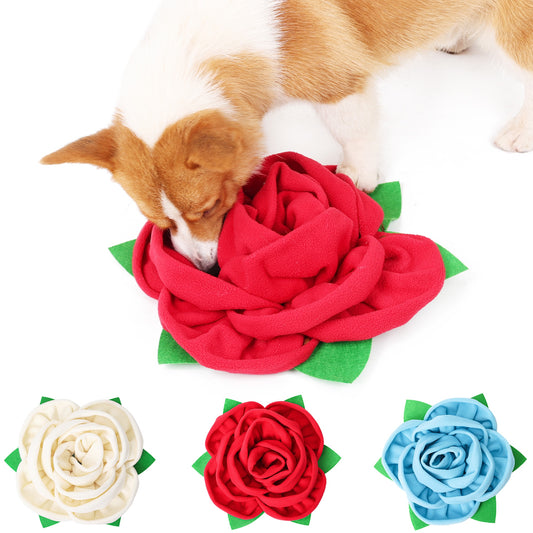 Snuffle Mat for Dogs l Engaging Rose Flower Design | Slow Feeding Bowl | Food Dispenser | Washable Toy | Pet Dog Smell Training & Puzzle Fun!