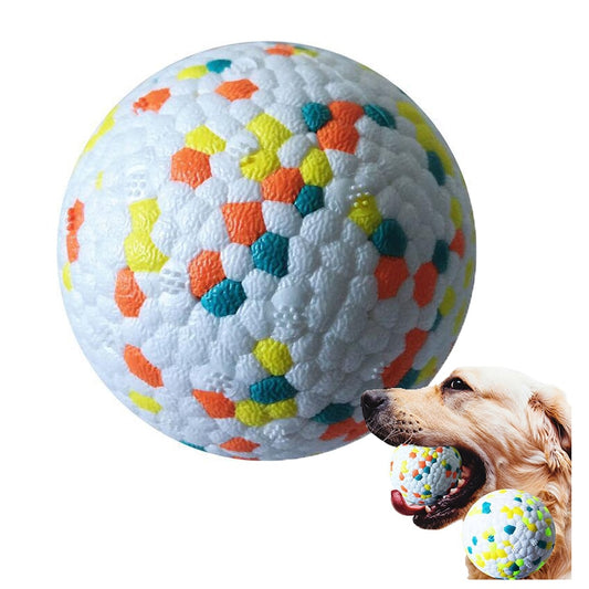 Bite-resistant rubber ball toy for dogs, ensuring long-lasting entertainment.
