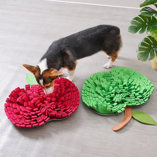 Elevate Mealtime with Our Apple Dog Snuffle Mat - A Taste of Fun and Mental Stimulation. Turn mealtime into a playful adventure! Our snuffle mat combines the joy of eating with the benefits of mental stimulation. Can be used as a slow feeder.